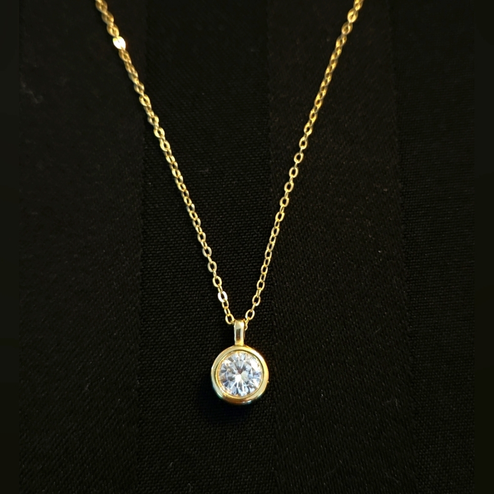 1 Carat Moissanite 18K Gold Plated Pendant Necklace